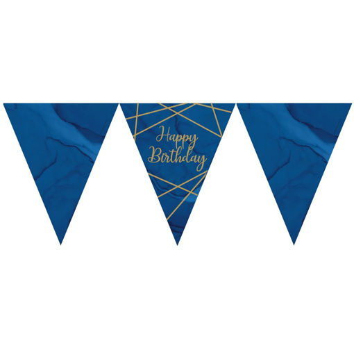 Picture of NAVY & GOLD GEODE HAPPY BIRTHDAY BUNTING BANNER 3.7M